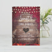 素朴な秋の落ち葉のストリングライト バーン スイート16 招待状 (スタンド正面)