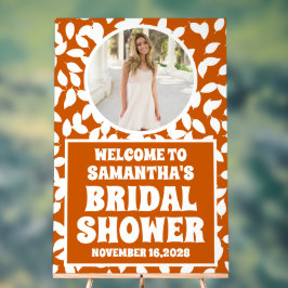 素朴な秋の落ち葉の写真 ブライダルシャワーのウェルカムサイン アクリルサイン