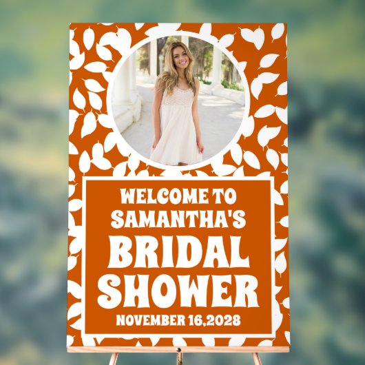 素朴な秋の落ち葉の写真 ブライダルシャワーのウェルカムサイン アクリルサイン (ニュートラル)