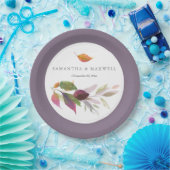 素朴な秋の落ち葉の水彩画　感謝祭 ペーパープレート (パーティー)