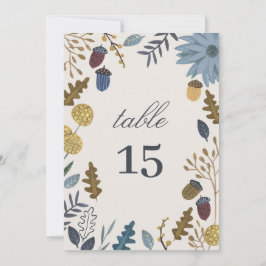素朴な秋の落ち葉の結婚式テーブルナンバー 招待状