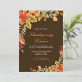 素朴な秋の落ち葉感謝祭パーティー 招待状 (スタンド正面)