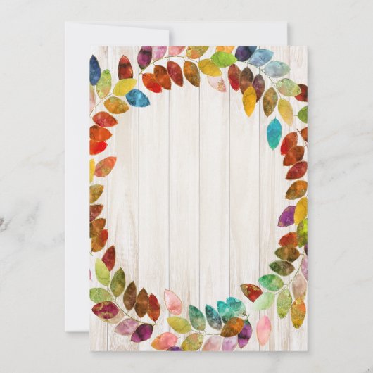 素朴な秋の落ち葉 フレンズギビング ディナー 招待状 (裏面)