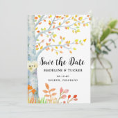 素朴な秋の落ち葉QRコード Save the Date セーブザデート (スタンド正面)