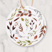 素朴な秋の葉のリースの感謝カード フェイバータグ (裏面)