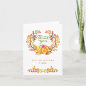 素朴な秋の葉のリース　パンプキン　ありがとうございます サンキューカード (正面)