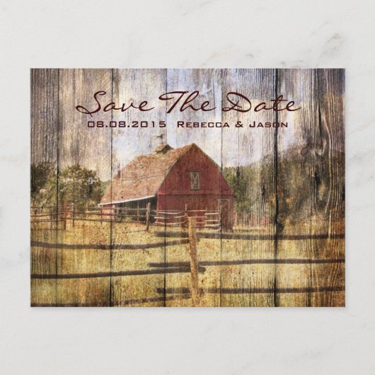 素朴な秋の西の田舎の赤い結婚納屋 案内ポストカード (正面)