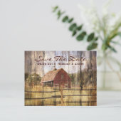 素朴な秋の西の田舎の赤い結婚納屋 案内ポストカード (スタンド正面)