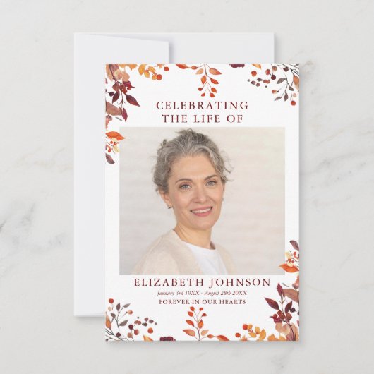 素朴な秋の追悼 弔いの祈り写真カード (正面)