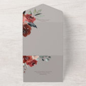 素朴な秋の錆びた花模様の灰色のQRコード オールインワン招待状 (外側)