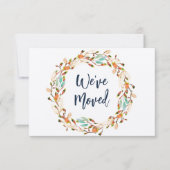 素朴な秋リースの新しいアドレスの移動発表 招待状 (正面)