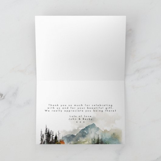 素朴な秋山林結婚のサンキューカード カード (内部)