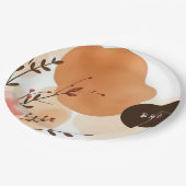 素朴な秋水カラー花模様 ペーパープレート (アングル)