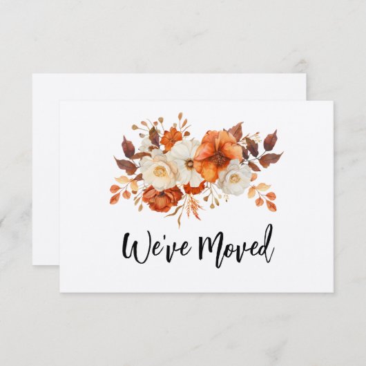 素朴な秋花の新しい住所の移動アナウンス 招待状 (正面/裏面)