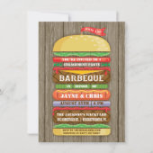 素朴な積み重ねられたハンバーガーの婚約パーティBBQ 2 招待状 (正面)