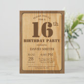 素朴な第16誕生日の招待状のヴィンテージ木 招待状 (スタンド正面)