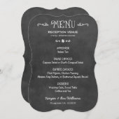 素朴な筆記体のブラックチョークボード結婚式のディナーメニュー メニュー (正面/裏面)