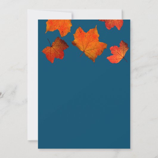 素朴な紅葉によって燃やされるオレンジオーシャンブルーの結婚式 招待状 (裏面)