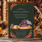 素朴な納屋と花のオータムカントリーウェディング 招待状