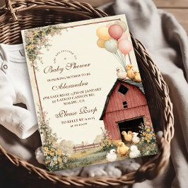 素朴な納屋のヒナたち ベビーシャワー 招待状