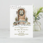 素朴な納屋の冬の新居歓迎パーティー 招待状 (スタンド正面)