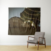 素朴な納屋の星空の夜の結婚式の背景 タペストリー (インサイチュ(横))