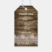 素朴な納屋の木とレースの感謝メッセージ ギフトタグ (正面)