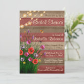 素朴な納屋の木とワイルドフラワーのブライダルシャワーデザイン 招待状 (スタンド正面)