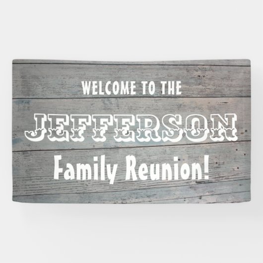 素朴な納屋の木と家族の懇親会歓迎 横断幕 (横)