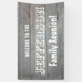 素朴な納屋の木と家族の懇親会歓迎 横断幕 (縦)