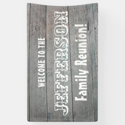 素朴な納屋の木と家族の懇親会歓迎 横断幕 (縦)