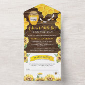素朴な納屋の木のひまわりハチミツハチ 赤ちゃんのお披露目会 オールインワン招待状 (内側)