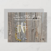 素朴な納屋の木のシャンパン ウエスタン カントリー ウェディング 案内ポストカード (正面/裏面)