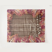 素朴な納屋の木のストリングライト フラワー 秋の結婚式 タペストリー (正面(横))