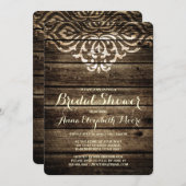素朴な納屋の木のダマスク柄のウェディングシャワーの招待状 招待状 (正面/裏面)