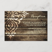 素朴な納屋の木のダマスク ヴィンテージ結婚式の受付 エンクロージャーカード (正面)