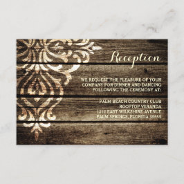 素朴な納屋の木のダマスク ヴィンテージ結婚式の披露宴 エンクロージャーカード
