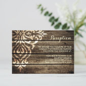 素朴な納屋の木のダマスク vintage 結婚式の受付 エンクロージャーカード (スタンド正面)