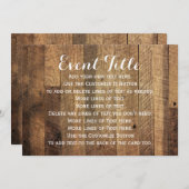 素朴な納屋の木のテーブルサインカード 5 x 7 招待状 (正面/裏面)