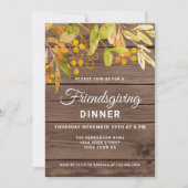 素朴な納屋の木のフレンドギブィングディナー 招待状 (正面)