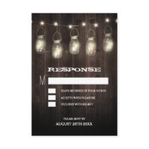 素朴な納屋の木のメイソンジャー結婚式の出欠確認カード