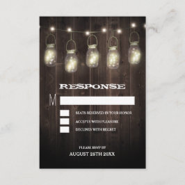 素朴な納屋の木のメイソンジャー結婚式の出欠確認カード 出欠カード