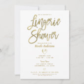 素朴な納屋の木のモダンゴールドランジェリーシャワー 招待状 (正面)