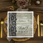 素朴な納屋の木のレースモダン国の結婚式の好意 スタンダードカクテルナプキン