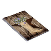 素朴な納屋の木のワイルドフラワーウェスタンカントリーカウボーイ ノートブック (右側)