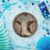 素朴な納屋の木のワイルドフラワーウェスタンカントリーカウボーイ ペーパープレート (パーティー)