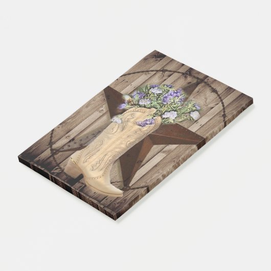 素朴な納屋の木のワイルドフラワーカウボーイウェスタンスター ポストイット (アングル)