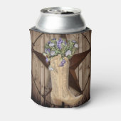 素朴な納屋の木のワイルドフラワーカウボーイウェスタンスター 缶クーラー (缶裏面)