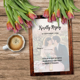 素朴な納屋の木の写真 国風RSVP 招待状