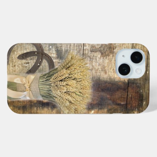 素朴な納屋の木の小麦の馬蹄西部 Case-Mate iPhoneケース (裏面 (横))